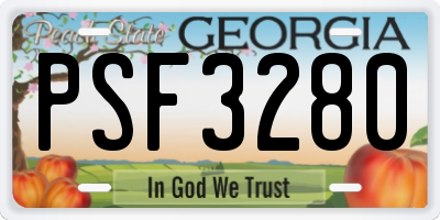 GA license plate PSF3280