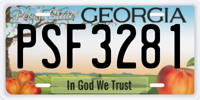 GA license plate PSF3281