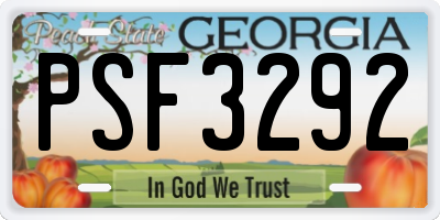 GA license plate PSF3292