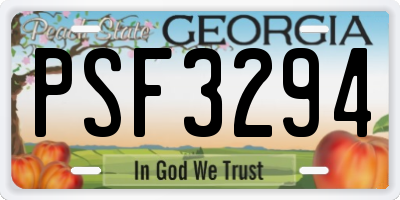 GA license plate PSF3294