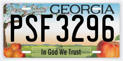 GA license plate PSF3296
