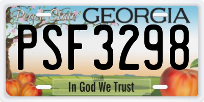 GA license plate PSF3298