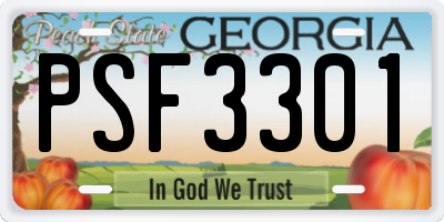 GA license plate PSF3301