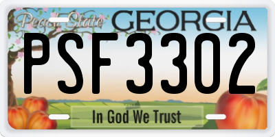 GA license plate PSF3302