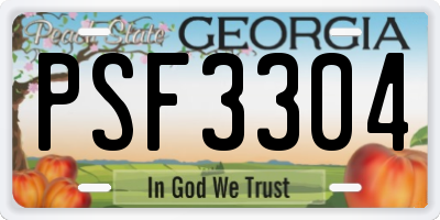 GA license plate PSF3304