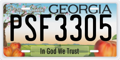 GA license plate PSF3305