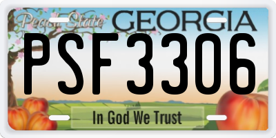 GA license plate PSF3306