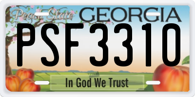 GA license plate PSF3310