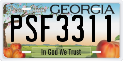 GA license plate PSF3311