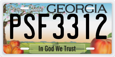 GA license plate PSF3312