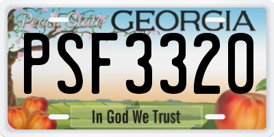 GA license plate PSF3320