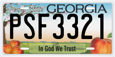 GA license plate PSF3321