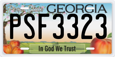 GA license plate PSF3323
