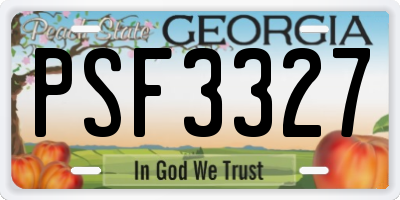 GA license plate PSF3327
