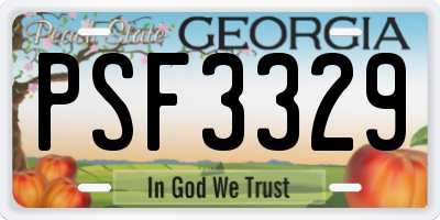 GA license plate PSF3329