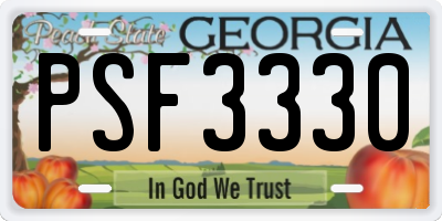GA license plate PSF3330