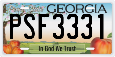 GA license plate PSF3331