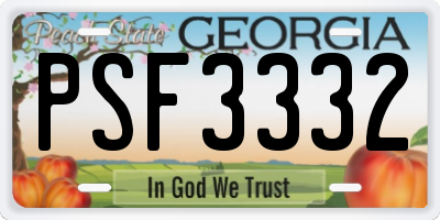 GA license plate PSF3332