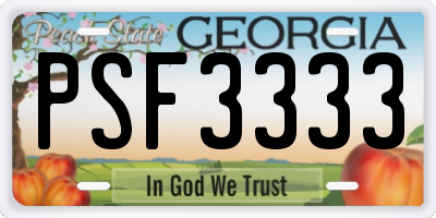 GA license plate PSF3333
