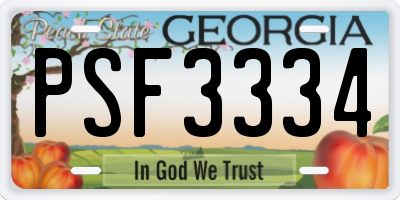 GA license plate PSF3334