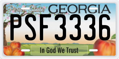 GA license plate PSF3336