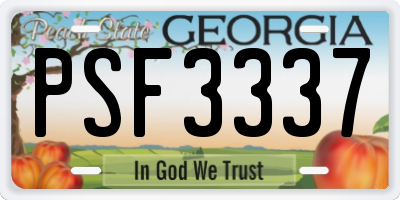 GA license plate PSF3337