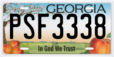 GA license plate PSF3338