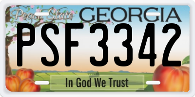 GA license plate PSF3342