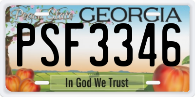 GA license plate PSF3346