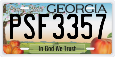 GA license plate PSF3357