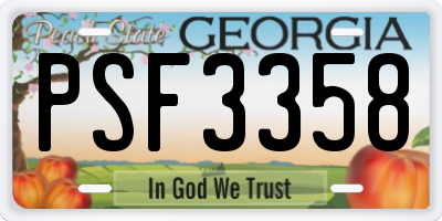 GA license plate PSF3358