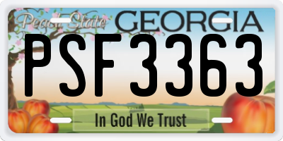 GA license plate PSF3363