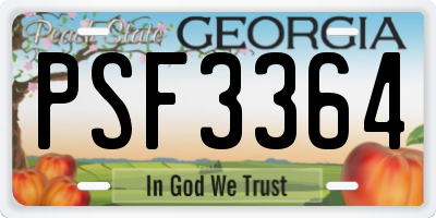 GA license plate PSF3364