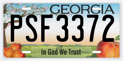 GA license plate PSF3372