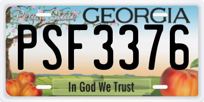 GA license plate PSF3376