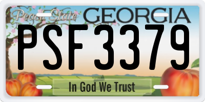 GA license plate PSF3379