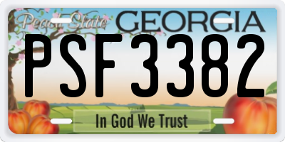 GA license plate PSF3382
