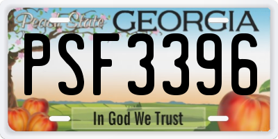 GA license plate PSF3396