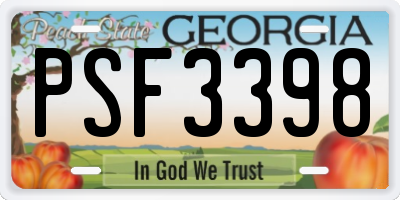 GA license plate PSF3398