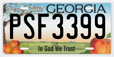 GA license plate PSF3399