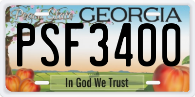 GA license plate PSF3400