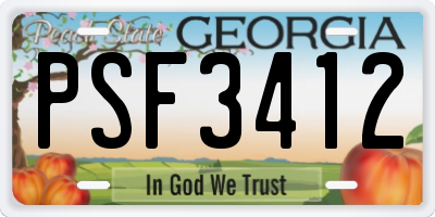 GA license plate PSF3412