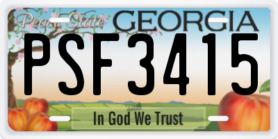 GA license plate PSF3415