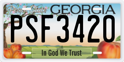 GA license plate PSF3420
