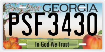 GA license plate PSF3430