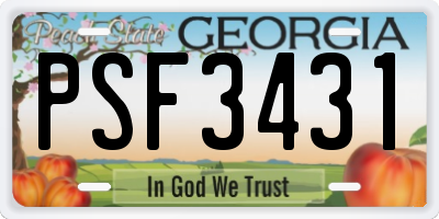 GA license plate PSF3431