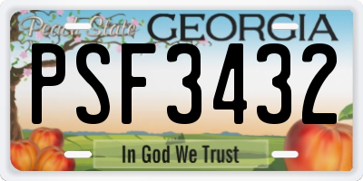 GA license plate PSF3432