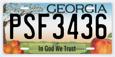GA license plate PSF3436