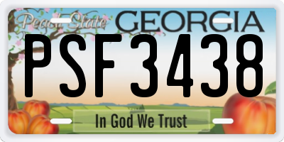 GA license plate PSF3438