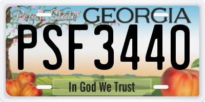 GA license plate PSF3440